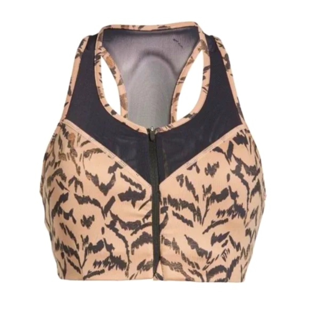 Zella Sports Bra with Zipper Front and Mesh Details
